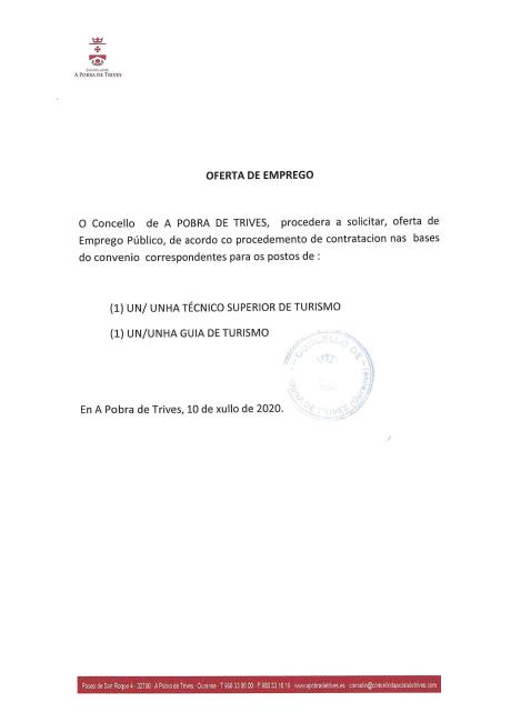 Oferta prazas turismo